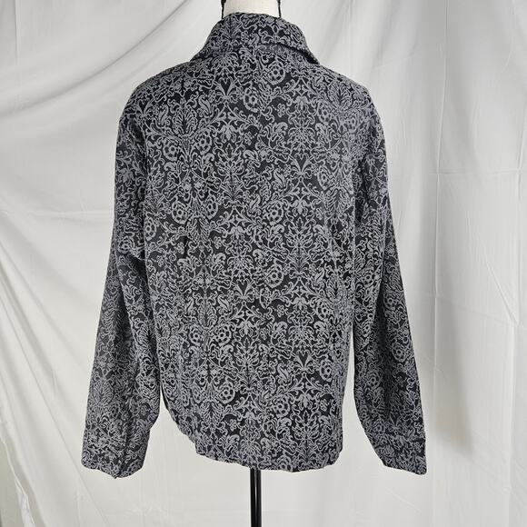 Croft & Barrow Jacket Women XL Black Gray Jacquard Button Front Pockets Casual - Picture 5 of 8